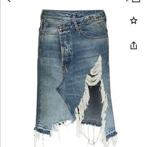 R13 norbury demin midi skirt SZ 27 Run large NWT